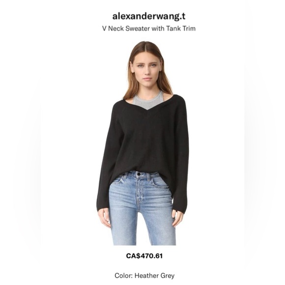 T ALEXANDER WANG V-Neck Sweatwer With Tank Trim - Picture 5 of 14